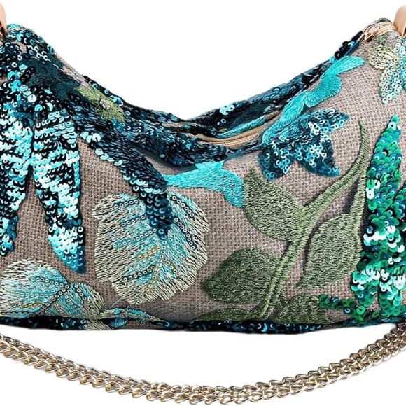 Accessories - Women's Beaded Floral Evening Clutch Bag Small Crossbody Party Purse